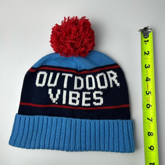 Outdoor Vibes Beanie Pom Pom Knit Hat Blue Navy Red Winter Ski Holiday One Size - Picture 6 of 10
